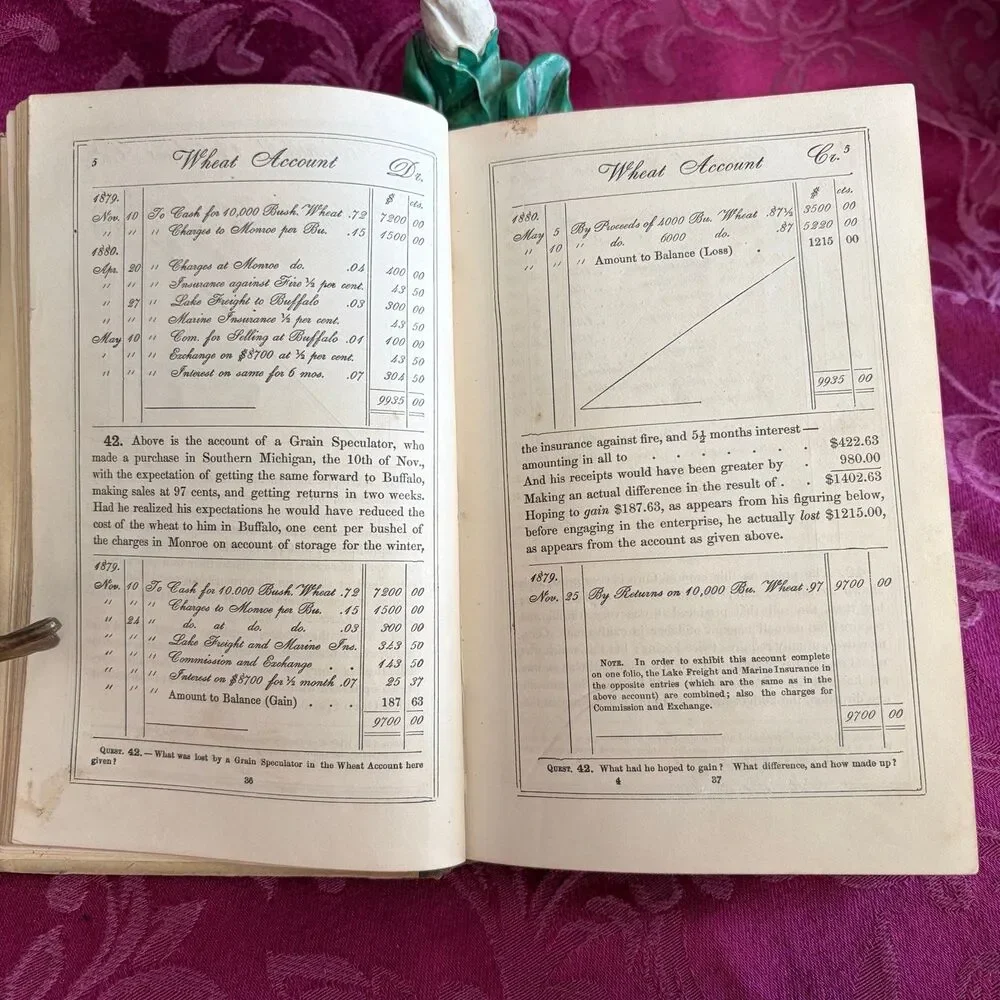 1880 Mayhew's Practical Book-Keeping by Ira Mayhew, Antique School Book